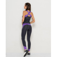 Серо-фиолетовый спортивный костюм для фитнеса