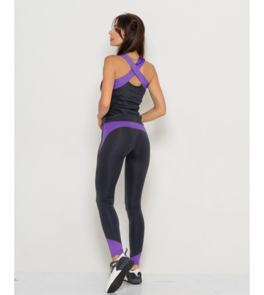 Сіро-фіолетовий спортивний костюм для фітнесу