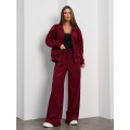 Бордовый костюм из утепленной эко-замши на велюре