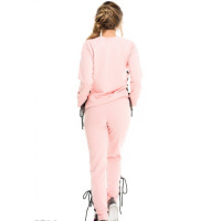 Рожевий спортивний костюм з батніка з брюками зі шнурівками з боків