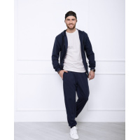 Темно-синий однотонный спортивный костюм из трикотажа