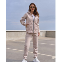 Бежевый утепленный костюм на молнии с вставкой