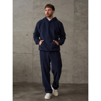 Темно-синий флисовый костюм с худи