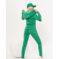 Зелений теплий костюм з діагональною блискавкою