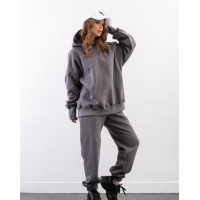 Теплый оверсайз костюм серого цвета