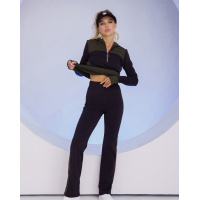 Черный утепленный костюм с капюшоном