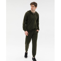 Однотонный костюм цвета хаки на молнии