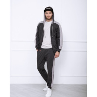 Темно-серый трикотажный спортивный костюм на молнии