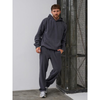 Темно-серый флисовый костюм с худи