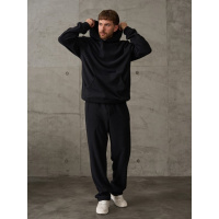 Черный флисовый костюм с худи