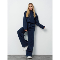 Темно-синий теплый костюм с кулиской на талии