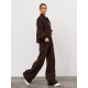Теплый свободный костюм темно-коричневого цвета на молнии