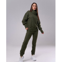 Ангоровый костюм цвета хаки с высоким воротником