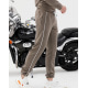 Трикотажные штаны цвета хаки с боковыми тесемками