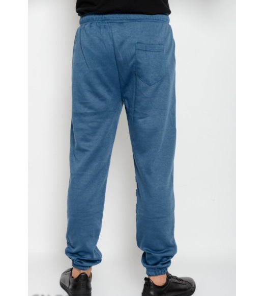 Синие спортивные штаны из трикотажа с полосками из белой тесьмы
