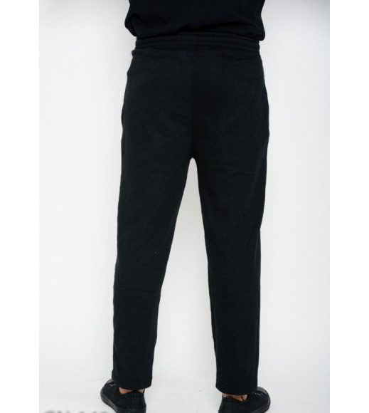 Черные теплые прямые спортивные штаны на флисе