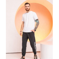 Темно-серые штаны джоггеры с боковыми тесемками