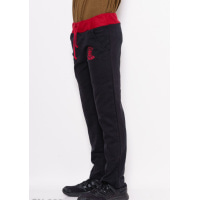 Чорно-бордові трикотажні спортивні штани з аплікацією
