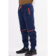 Синие трикотажные спортивные штаны на флисе с манжетами и контрастными вставками