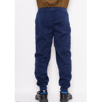 Синие трикотажные спортивные штаны на флисе с манжетами и контрастными вставками