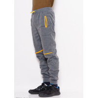 Серые трикотажные спортивные штаны на флисе с манжетами и контрастными вставками