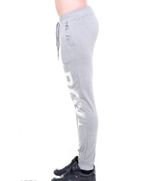 Серые мужские спортивные штаны с контрастным принтом ВОУ