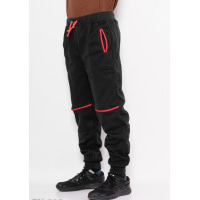 Черные трикотажные спортивные штаны на флисе с манжетами и контрастными вставками