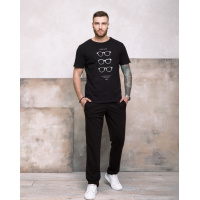 Черные трикотажные штаны прямого кроя