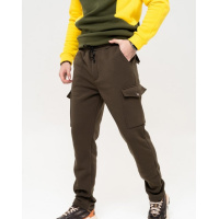 Утепленные брюки карго цвета хаки