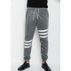 Темно-серые спортивные штаны из трикотажа с полосками из белой тесьмы