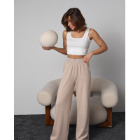 Бежевые трикотажные штаны с лампасами