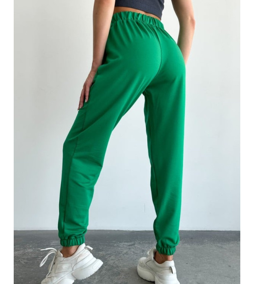 Зелені трикотажні спортивні штани моделі Джоггер