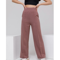 Коричневые утепленные широкие штаны со стрелками