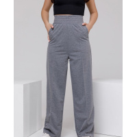 Серые утепленные широкие штаны со стрелками