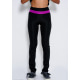 Черные эластичные спортивные штаны с фиолетовой вставкой на поясе