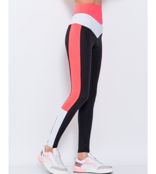 Чорно-рожеві еластичні спортивні штани