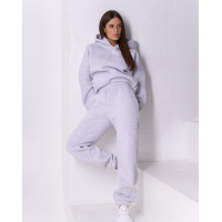 Штаны джоггеры светло-серого цвета на флисе