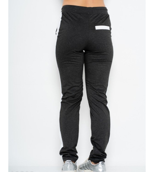 Темно-серые трикотажные спортивные штаны с вставками