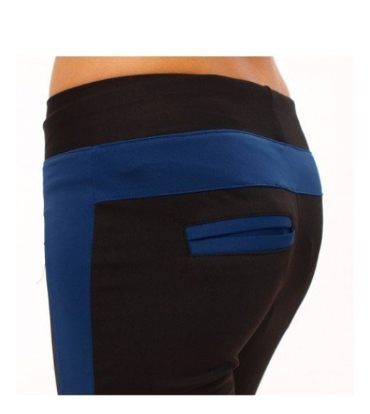 Черные спортивные брюки с широким синим лампасом