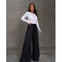 Меланжево-черные брюки широкого кроя