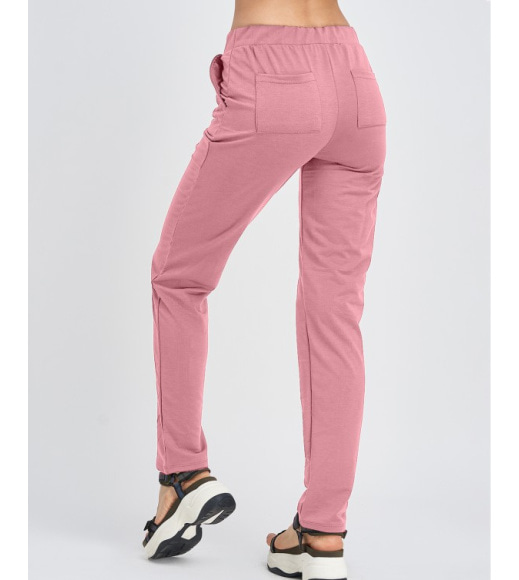 Розовые трикотажные штаны с карманами