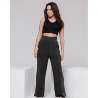 Темно-серые утепленные широкие штаны со стрелками