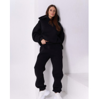 Штаны джоггеры черного цвета на флисе