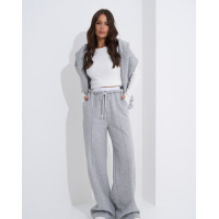 Серые свободные штаны из трикотажа на меху