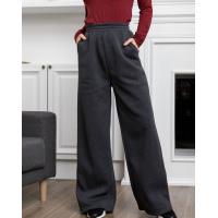 Темно-серые утепленные флисом широкие штаны