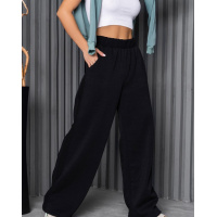 Черные широкие утепленные штаны с лампасами