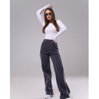 Серые утепленные штаны с тесемками