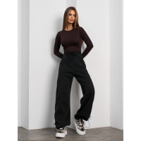 Черные утепленные брюки багги