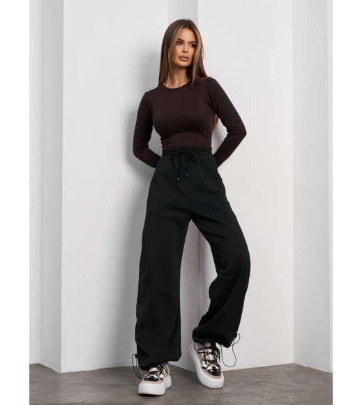 Черные утепленные брюки багги