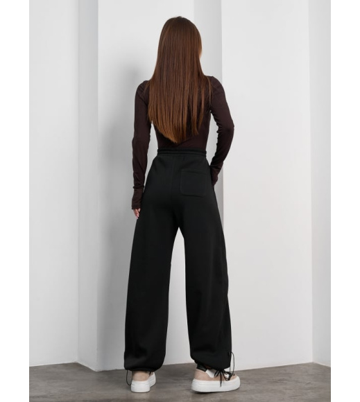 Черные утепленные брюки багги